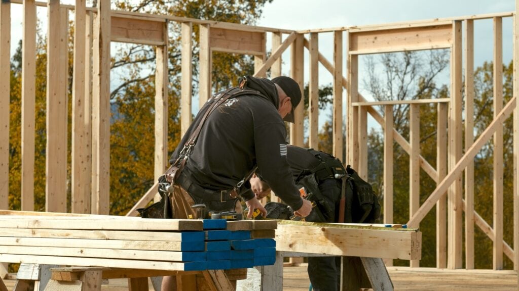 Alpenglow Builders LLC - A high-end custom home under construction in Palmer, Alaska, showcasing professional architectural craftsmanship by Alpenglow.